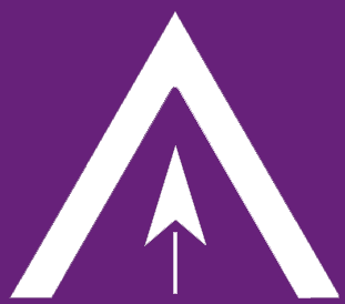 purple square with white inverted v and under neath the V shaped mountain is a white tree that looks like a cursor pointing upward